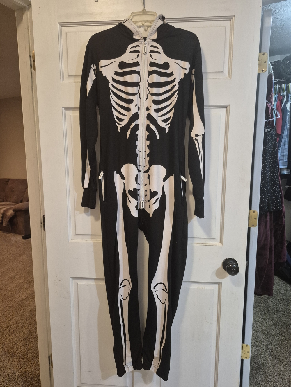 Tipstly Elves Black Skeleton Onesie Costume with Hood